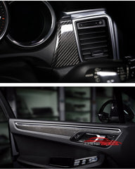 7 pc kit Real Carbon Fiber Interior Trim Dash Board Doors Fit Porsche Macan LHD