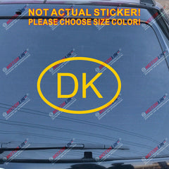 DK Denmark Oval Country Code Decal Sticker Car Vinyl pick size color Danish