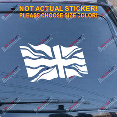 UK Waving Flag Union Jack British Decal Sticker Car Vinyl single color no bkgrd
