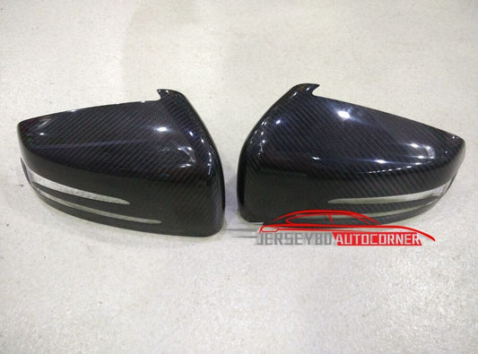 Real Carbon Fiber Mirror Cover Fit For Mercedes-Benz C W204 10-14 LHD Tape on