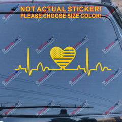 I Love America Heart Beat EKG American USA Flag Decal Sticker Car Vinyl no bkgrd