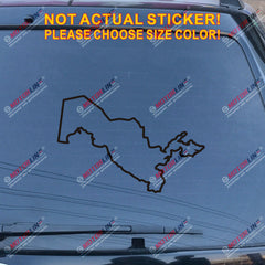 Uzbekistan Map outline Uzbek Decal Sticker Car Vinyl pick size color