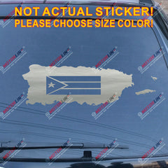 Map and Flag of  Puerto Rico Car Decal Sticker outline PR