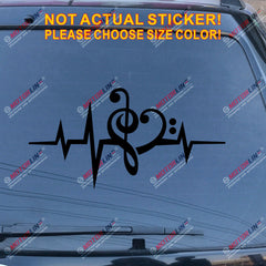Music Note Heart Beat Love Clef Decal Sticker Car Vinyl pick size color