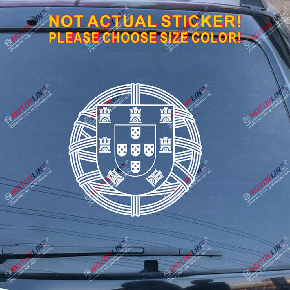 Portugal Portuguese Flag Seal Decal Sticker Car Vinyl round die cut no bkgrd