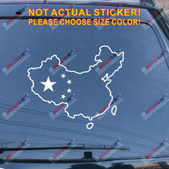 Chinease Map China Outline Silhouette Decal Sticker 5 Stars Car Vinyl die cut