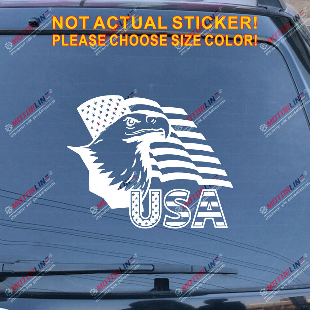 Bald Eagle USA American Flag Decal Sticker Car Vinyl die cut pick size color c