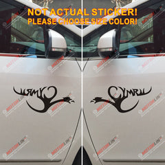 Pair Wales Cymru letters Red Dragon Decal Sticker Welsh Y Ddraig Goch Car Vinyl