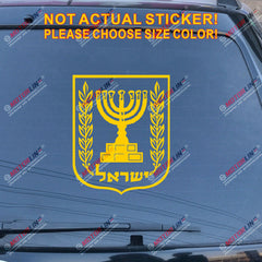 Israel Emblem Coat of arms Decal Sticker Car Vinyl pick size color no bkgrd Jew