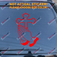 Praying Hands Jesus Cross Decal Sticker Car Vinyl God Christian pick size color