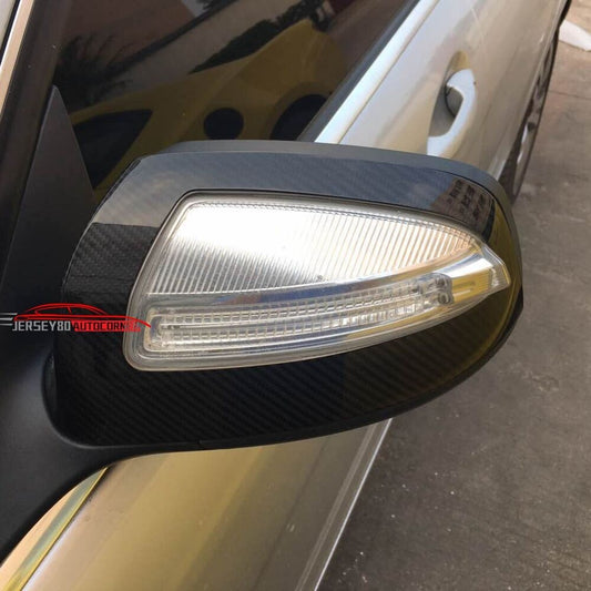 Real Carbon Fiber Mirror Cover Fit For Mercedes-Benz C W204 07-09 LHD Tape on