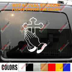 Praying Hands Jesus Cross Decal Sticker Car Vinyl God Christian pick size color