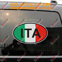 Italy ITA oval Country Code Decal Sticker Italian Flag reflective glossy