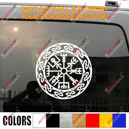 Vegvisir Viking Runic Compass Decal Vinyl Sticker Viking Odin Round style e