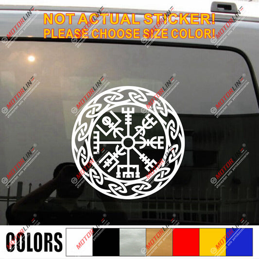 Vegvisir Viking Runic Compass Decal Vinyl Sticker Viking Odin Round style e