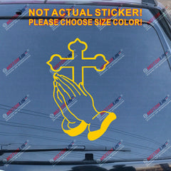 Praying Hands Jesus Cross Decal Sticker Car Vinyl God Christian pick size color