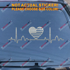I Love America Heart Beat EKG American USA Flag Decal Sticker Car Vinyl no bkgrd