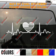 I Love America Heart Beat EKG American USA Flag Decal Sticker Car Vinyl no bkgrd