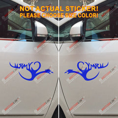 Pair Wales Cymru letters Red Dragon Decal Sticker Welsh Y Ddraig Goch Car Vinyl
