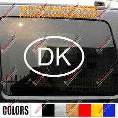 DK Denmark Oval Country Code Decal Sticker Car Vinyl pick size color Danish