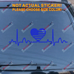 I Love America Heart Beat EKG American USA Flag Decal Sticker Car Vinyl no bkgrd