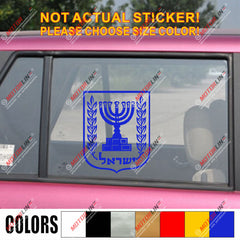 Israel Emblem Coat of arms Decal Sticker Car Vinyl pick size color no bkgrd Jew