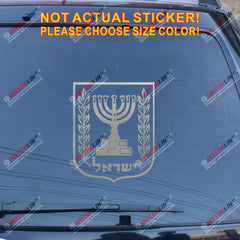 Israel Emblem Coat of arms Decal Sticker Car Vinyl pick size color no bkgrd Jew