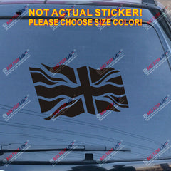 UK Waving Flag Union Jack British Decal Sticker Car Vinyl single color no bkgrd