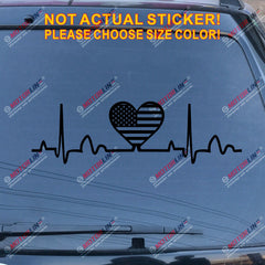 I Love America Heart Beat EKG American USA Flag Decal Sticker Car Vinyl no bkgrd