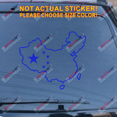 Chinease Map China Outline Silhouette Decal Sticker 5 Stars Car Vinyl die cut