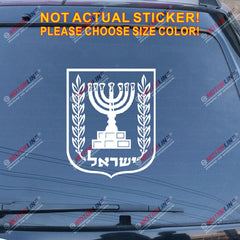 Israel Emblem Coat of arms Decal Sticker Car Vinyl pick size color no bkgrd Jew
