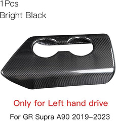 JSWAN Real Carbon Fiber Car Central Control Cup Holder Trim Panel Cover for GR Supra A90 Left-Hand Drive Water Cup Slot Sticker Armrest Box Decorative Cover Car Interior Accessories