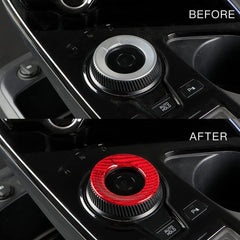 JSWAN Real Carbon Fiber Gear Knob Cover Fit for (2021-2024) Kia EV6 GT GT line and 2023 Kia NIRO EV Accessories, Gear Shift Knob Switch Cover, Central Console Armrest Panel Stickers (Bright red)