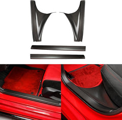 JSWAN 4pcs Real Carbon Fiber Car Door Pedal Kick Cover Fit for 11th Gen Civic Type R FL5 Typer Door Sill Cover Front and Rear Door Kick Panels Strip Overlay Accessories (4pcs Matte Black)