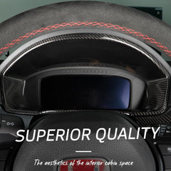 JSWAN Real Carbon Fiber Dashboard Fuel Gauge Tachometer Trim Cover Fit for 11th Gen Civic Type r FL5 LHD Typer Center Console Dashboard Instrument Control Panel Cover (Bright Black)