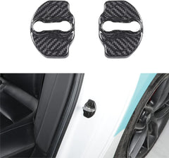JSWAN Carbon Fiber Car Door Lock Cover for Model 3 Model Y Car Door Latches Covers Door Stopper Covers Protectors Door Guard Lock Sticker (Bright Red 4pcs)