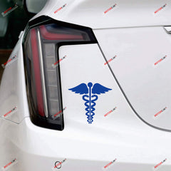 Caduceus Symbol EMT Medical Vinyl Decal Sticker - 2 Pack Blue, 4 Inches - No Background for Car Boat Laptop