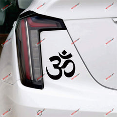 Yoga Om Ohm Symbol Decal Sticker Vinyl India - 4 Pack Black, 4 Inches - for Car Boat Laptop No Background