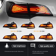 HANSSHOW Tesplus LED Tail Light for Tesla Model 3/Y 2017-2022, Streamlined LED Sequential Turn Signal, X Shape with Start Mode Red Dynamic Dual Reversing Lights