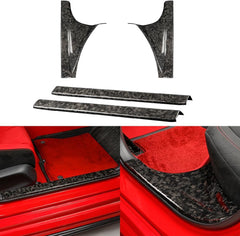 JSWAN 4pcs Real Carbon Fiber Car Door Pedal Kick Cover Fit for 11th Gen Civic Type R FL5 Typer Door Sill Cover Front and Rear Door Kick Panels Strip Overlay Accessories (4pcs Matte Black)