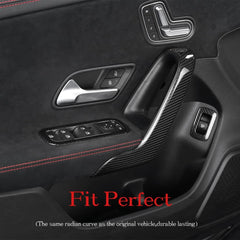 JSWAN Carbon Fiber 4pcs Inner Door Handle Covers Inner Door Pull Trim Sticker for Mercedes Benz CLA/A Class A180 A200 A35L A45S CLA35 CLA45 CLA45S W118 W177 V177