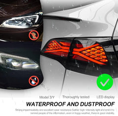 HANSSHOW Tesplus LED Tail Light for Tesla Model 3/Y 2017-2022, Streamlined LED Sequential Turn Signal, X Shape with Start Mode Red Dynamic Dual Reversing Lights