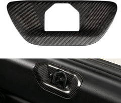 JSWAN Carbon Fibre Rear Trunk Hood Lock Replacement Cover for Toyota Supra A90 GR MK5 (2019-2023) Rear Boot Bumper Lock Portector, Car Door Lock Portector Cover Sticker (Bright Black)