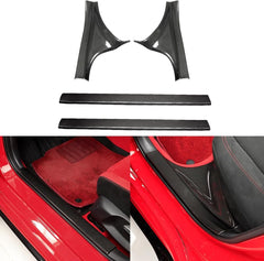 JSWAN 4pcs Real Carbon Fiber Car Door Pedal Kick Cover Fit for 11th Gen Civic Type R FL5 Typer Door Sill Cover Front and Rear Door Kick Panels Strip Overlay Accessories (4pcs Matte Black)