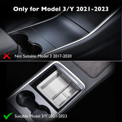HANSSHOW Tesla Center Console Organizer Tray for Tesla Model 3/Y 2021-2023, Food Silicone-Grade Storage Box with Interior Tesla Accessories(Grey)