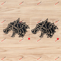 Viking Wolf Head Norse Decal Sticker Vinyl - 2 Pack Black, 6 Inches - for Car Boat Laptop Window 02041