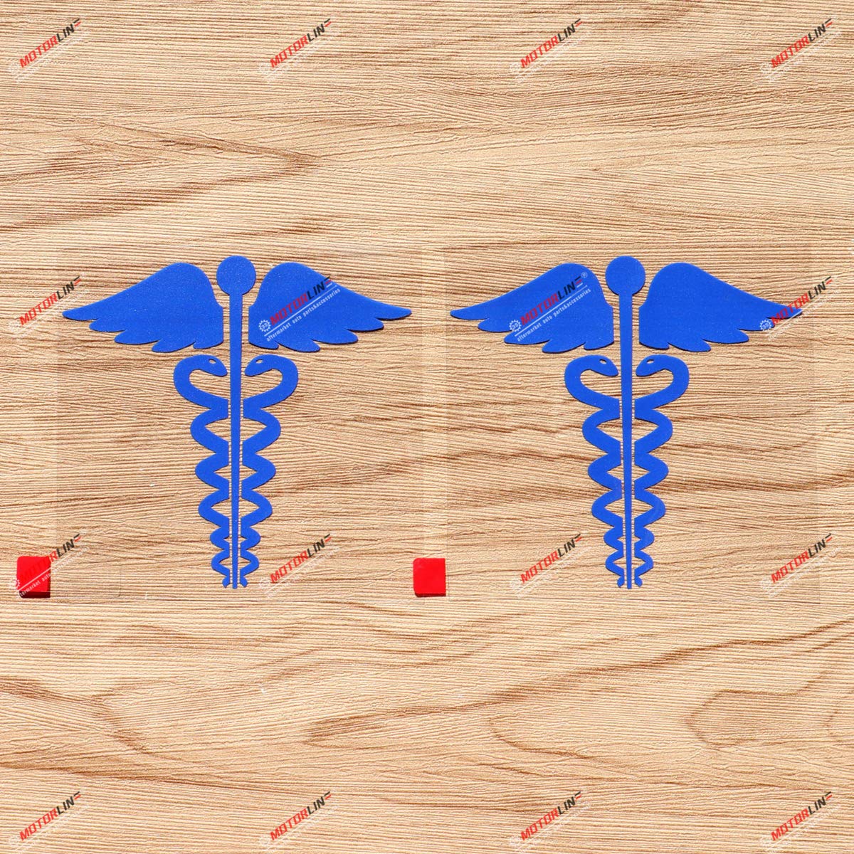 Caduceus Symbol EMT Medical Vinyl Decal Sticker - 2 Pack Blue, 4 Inches - No Background for Car Boat Laptop