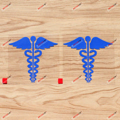 Caduceus Symbol EMT Medical Vinyl Decal Sticker - 2 Pack Blue, 4 Inches - No Background for Car Boat Laptop