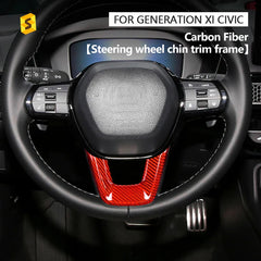 Shasha Carbon Real Carbon Accessories Car Interior Carbon Fiber Steering Wheel  Button Frame For Honda Civic