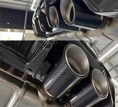 4 PCS Carbon Fiber Exhaust tip tail ends Exhaust tip muffler tip Stainless Steel Glossy Black Fits for BMW M3 G80 M4 G82 G83